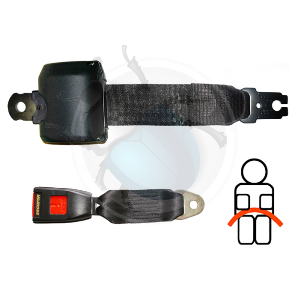 Sicherheitsgurt VW Käfer / Karmann Ghia schwarz 2 Punkt Mit E-Prüfzeichen vergl. 111898149A